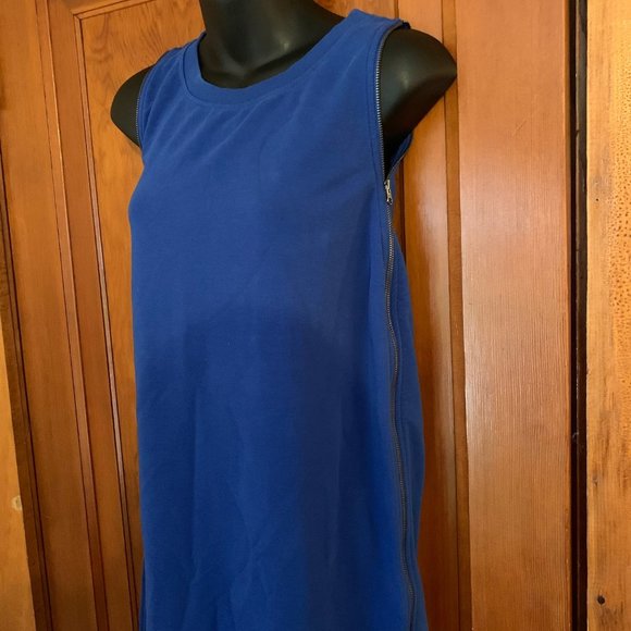 Sundays Two Blue Double Side Zipper Sweatshirt Mini Dress or Long Tunic - Picture 2 of 13